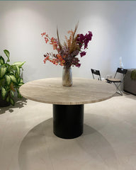 Catalina Dining Table placed in a neutral-toned modern kitchen