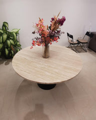 Close-up of filled travertine texture and soft edge