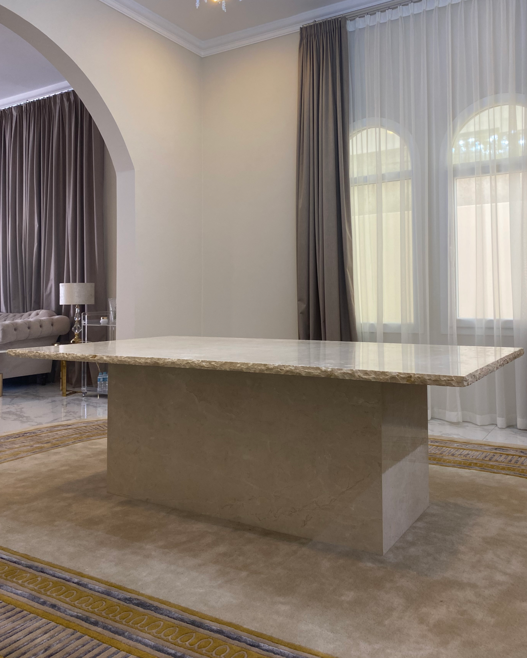 Enzo Dining Table styled in a modern dining room