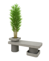 Hero image showing Antiqua Planter with marble top, wooden bases, and built-in bamboo tree