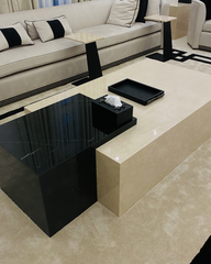 Top angle showing marble alignment and sculptural effect