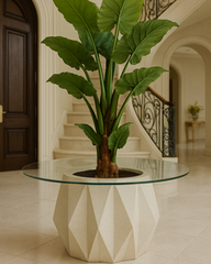 Side profile highlighting the planter’s faceted design