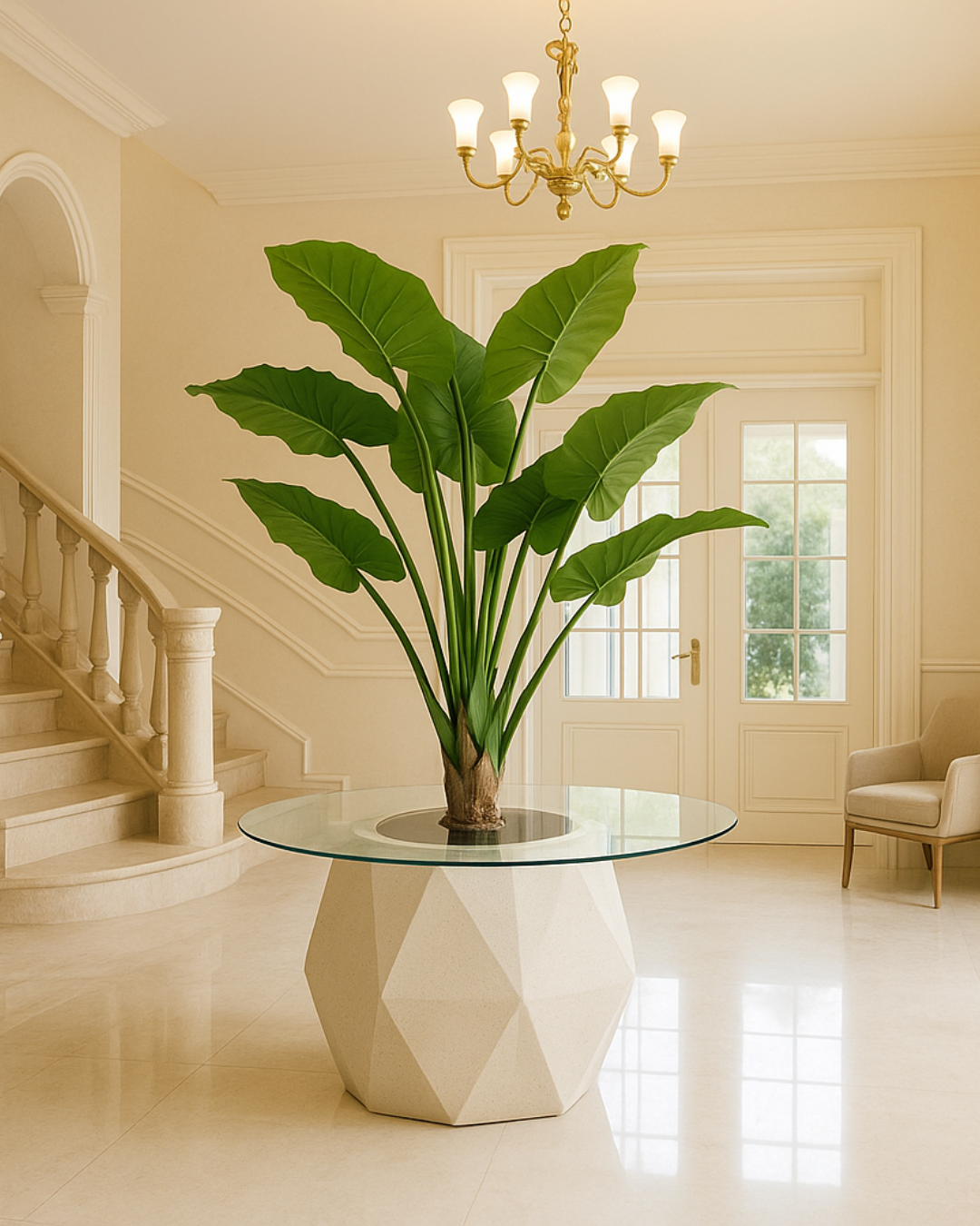 Facet Blanc placed in a bright villa entrance hall