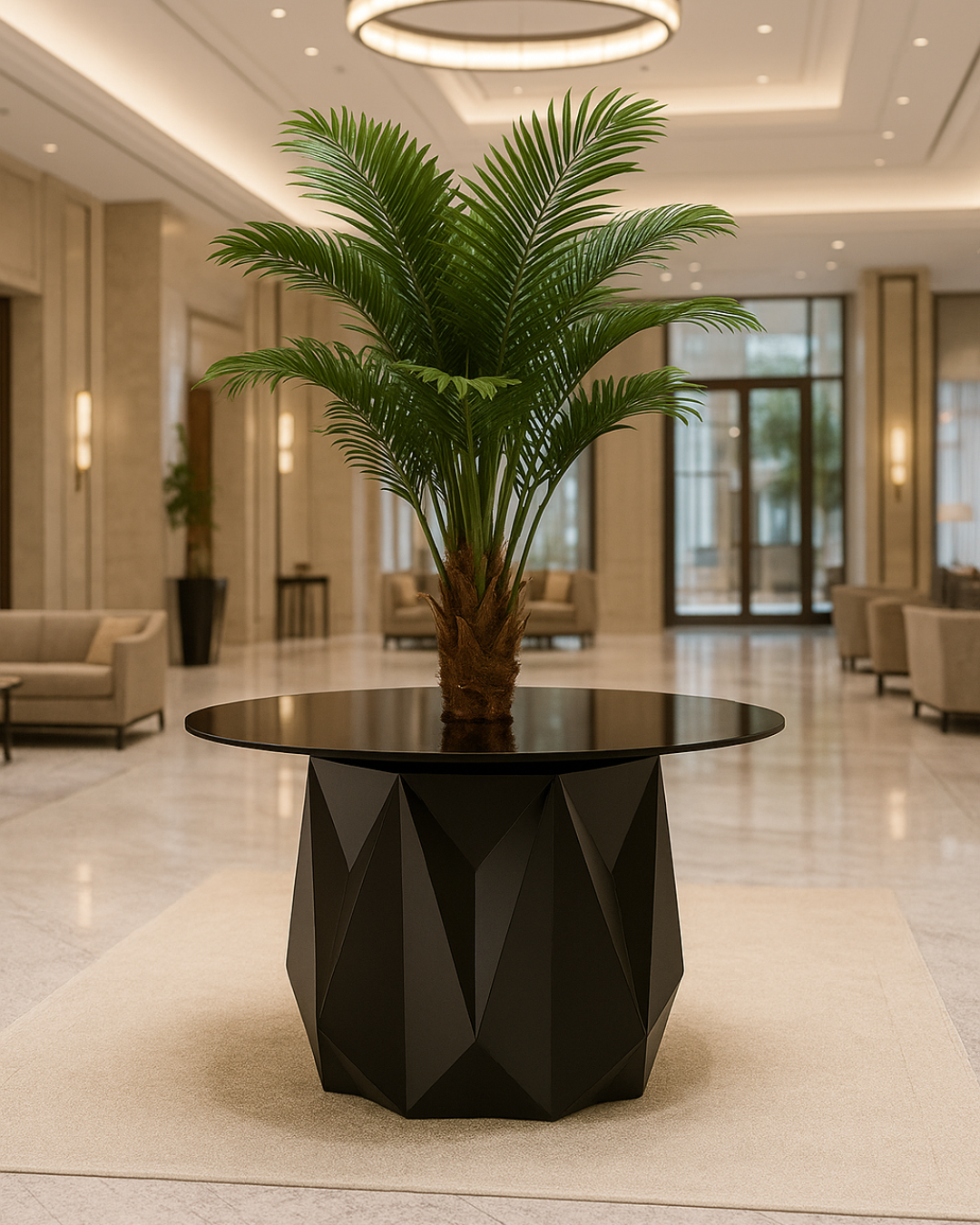 Facet Noir placed in a luxurious hotel lobby