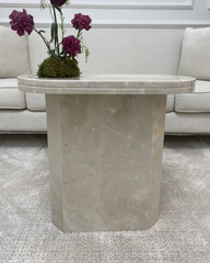 Angled side showing polished marble and edge detail