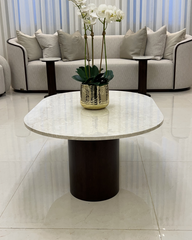 Luna Coffee Table paired with curved seating layout