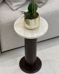 Full view of Luna Serving Table with marble top