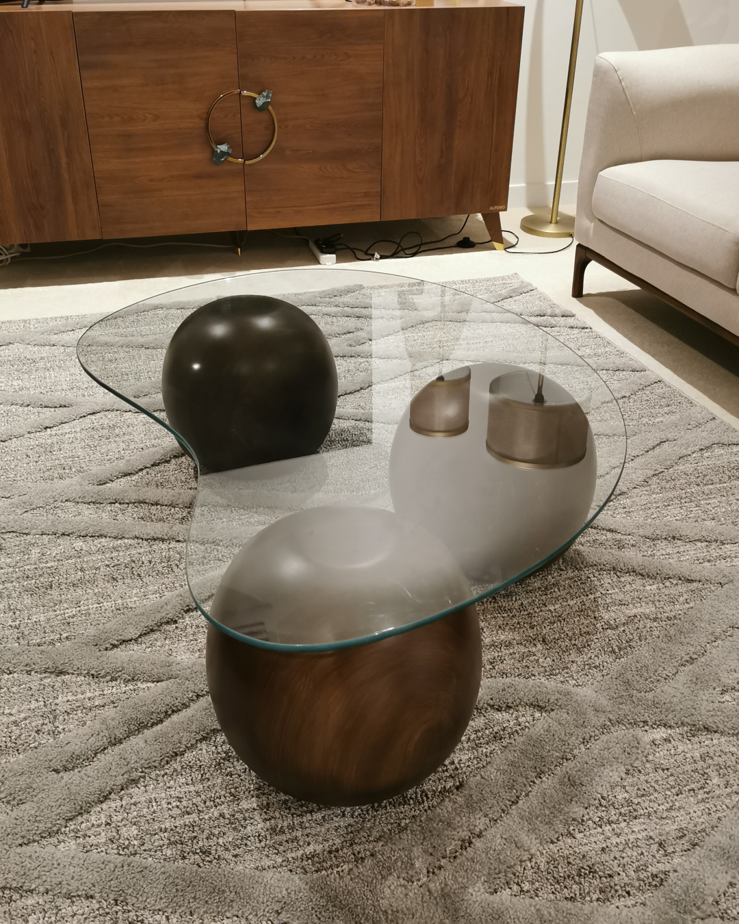 Styled room setting with Lunaire Coffee Table as centerpiece