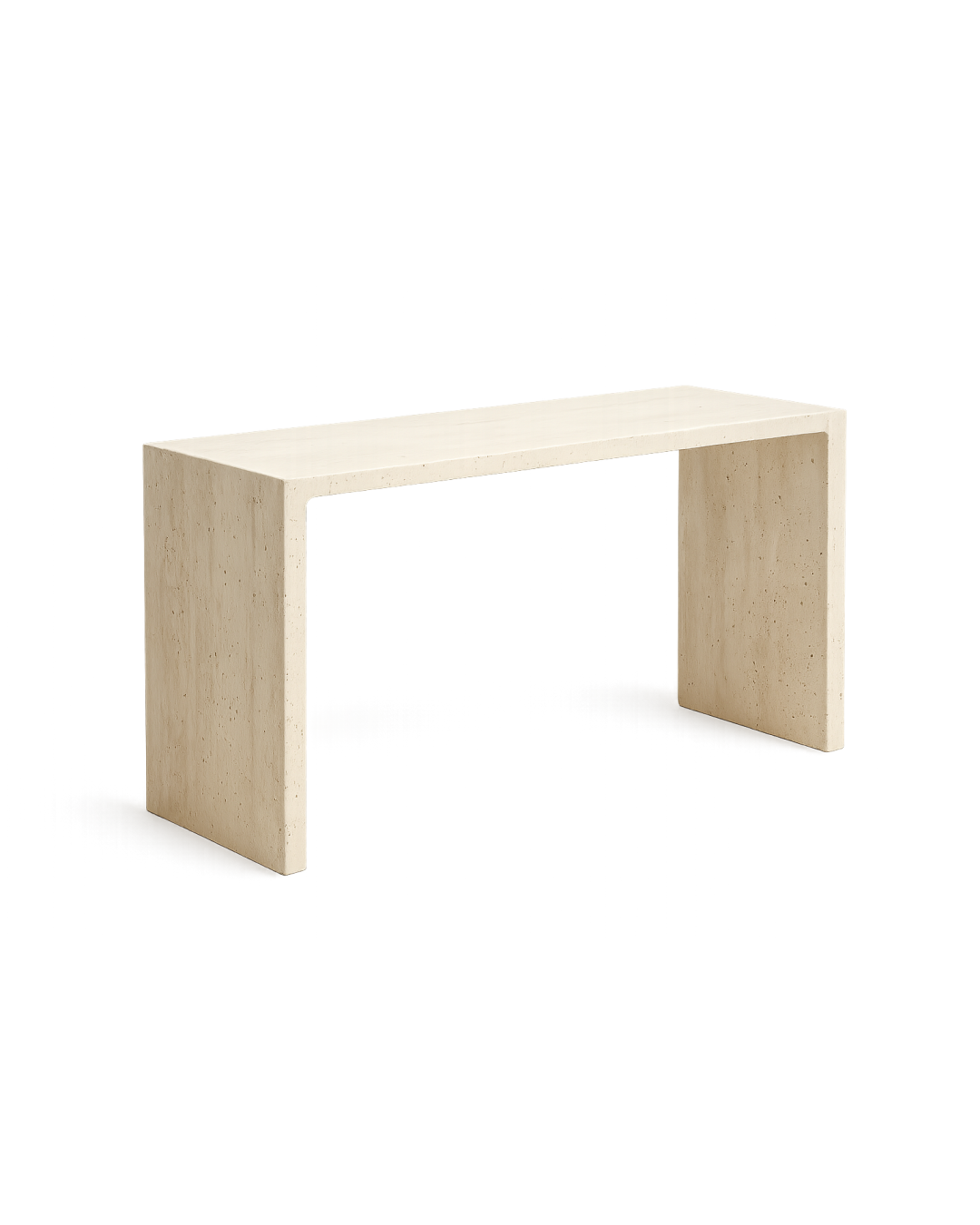 Front-facing view of Mira Console Table on transparent background with soft shadows