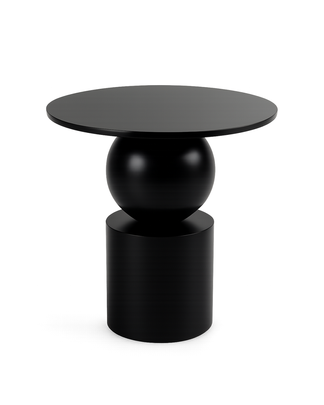 AI-generated image of Nero Side Table with no background, clearly displaying black glass top and sculptural base