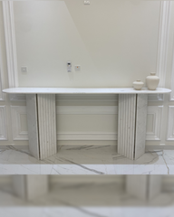 Front view of handcrafted fluted contrast base