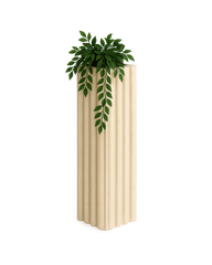 Hero image showing Orma Planter with square fluted stone body and integrated cascading plant