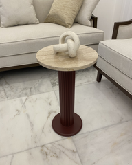 Raqia Serving Table beside a sofa in Majlis