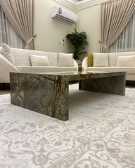 Front angle view of Reem Coffee Table highlighting block design
