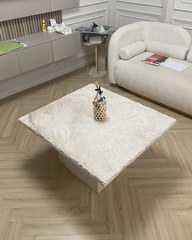 Top-down view displaying polished surface and bold raw texture around the perimeter