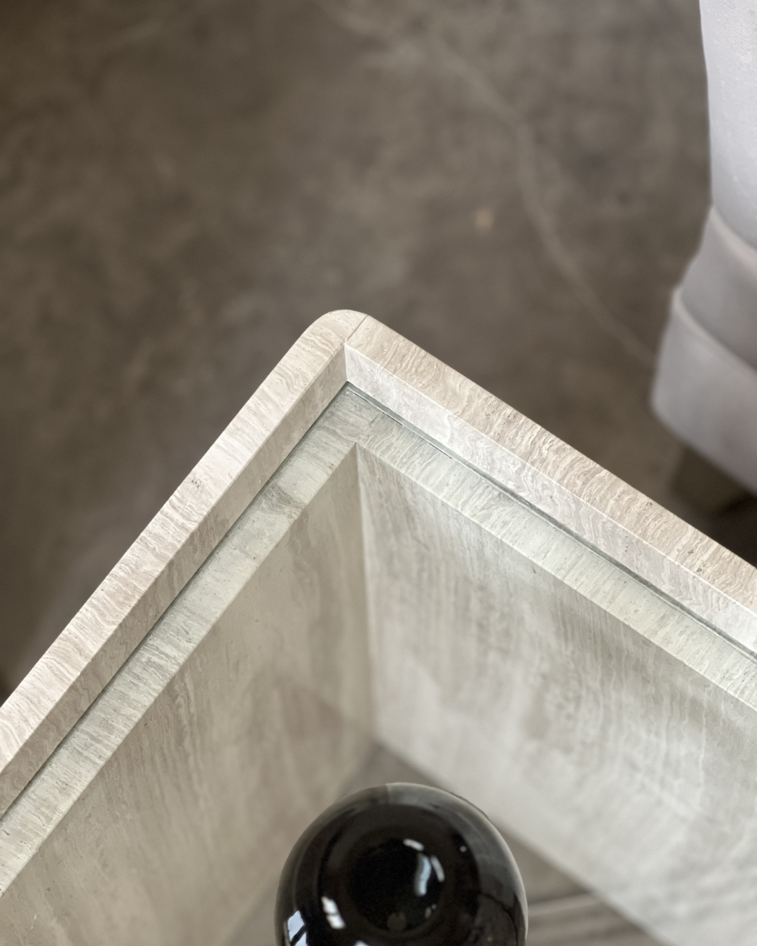 Close-up of White Wood marble finish