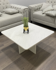 Top view of Tara Coffee Table with soft rounded corners and smooth marble finish