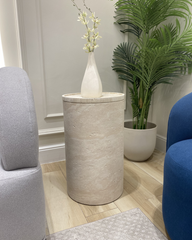 Travea Side Table styled beside sofa