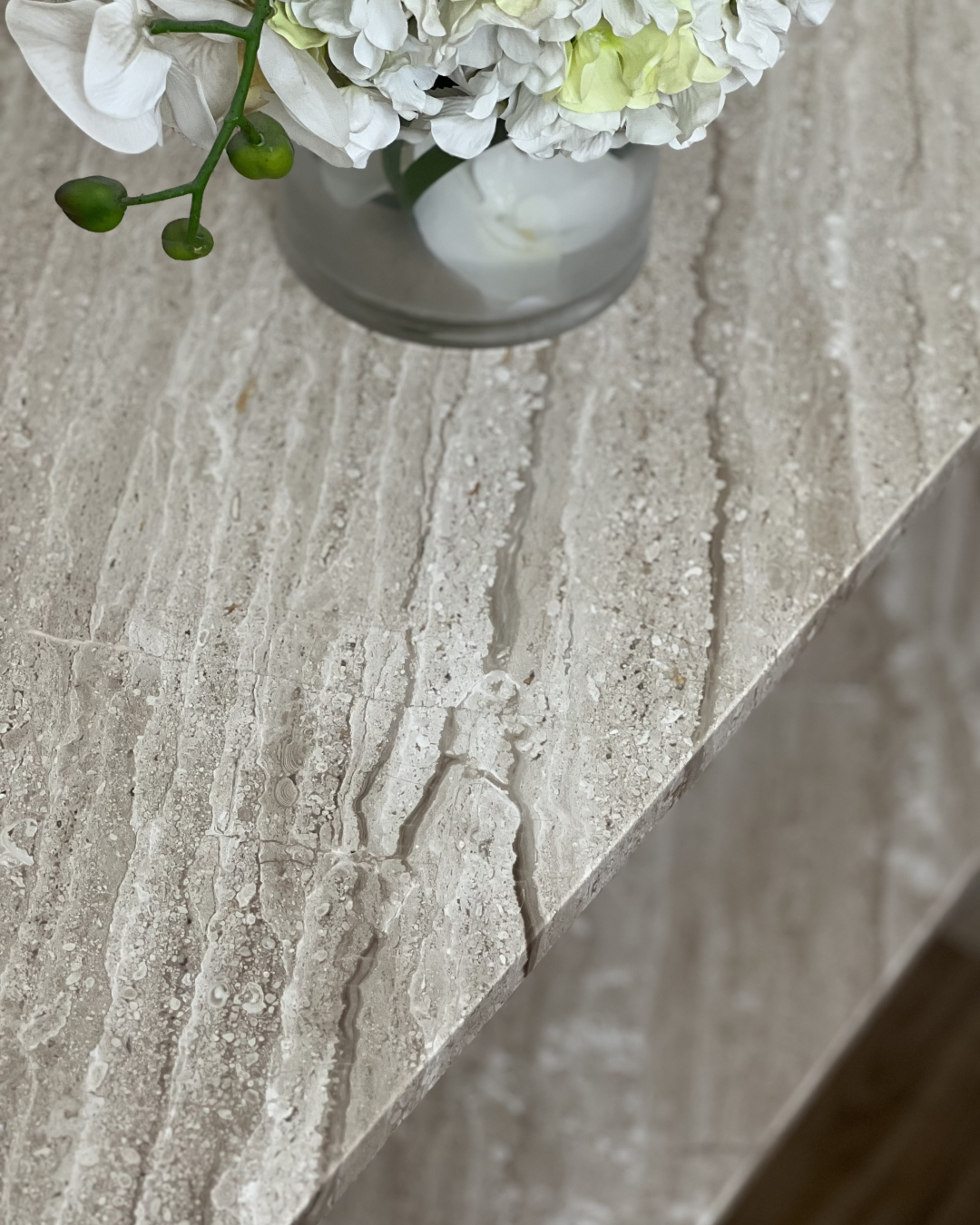 Top view showcasing marble veining