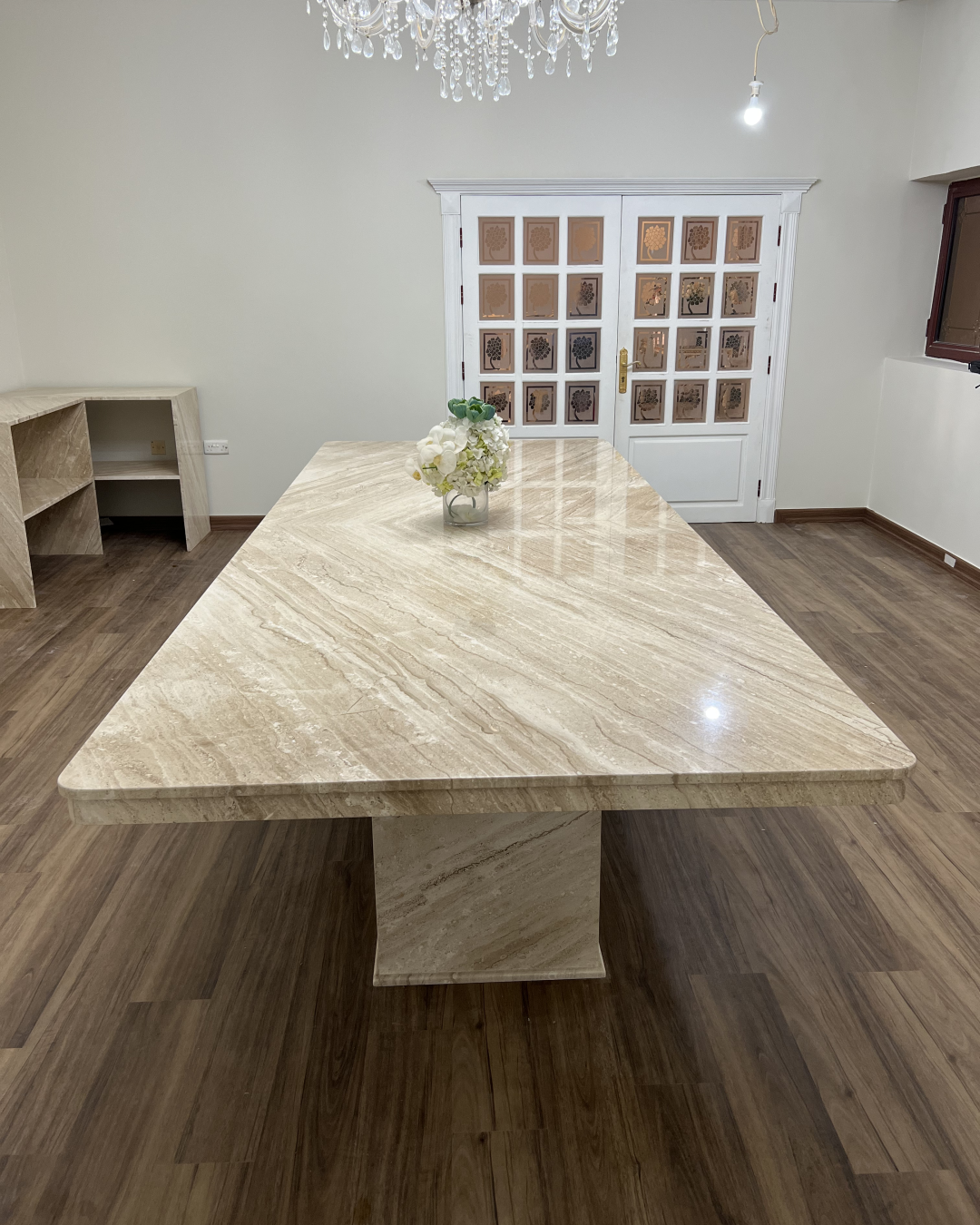 Valora Dining Table styled in a modern dining interior