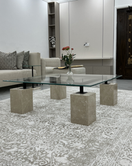Vetro Coffee Table styled with books and accessories in a modern lounge