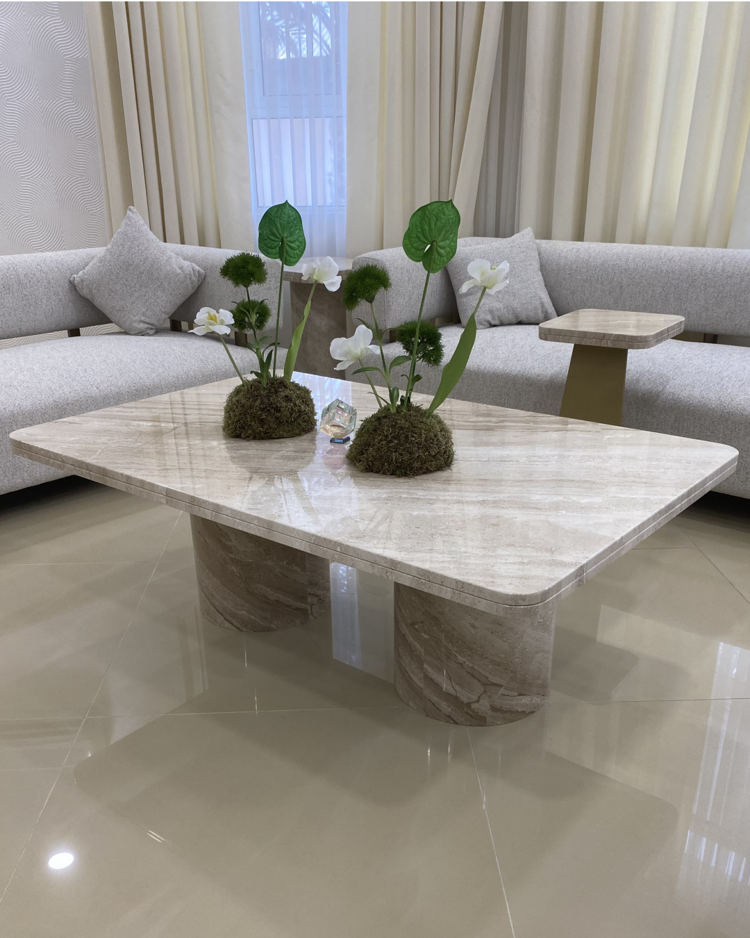 Zina Coffee Table front view showcasing marble veining