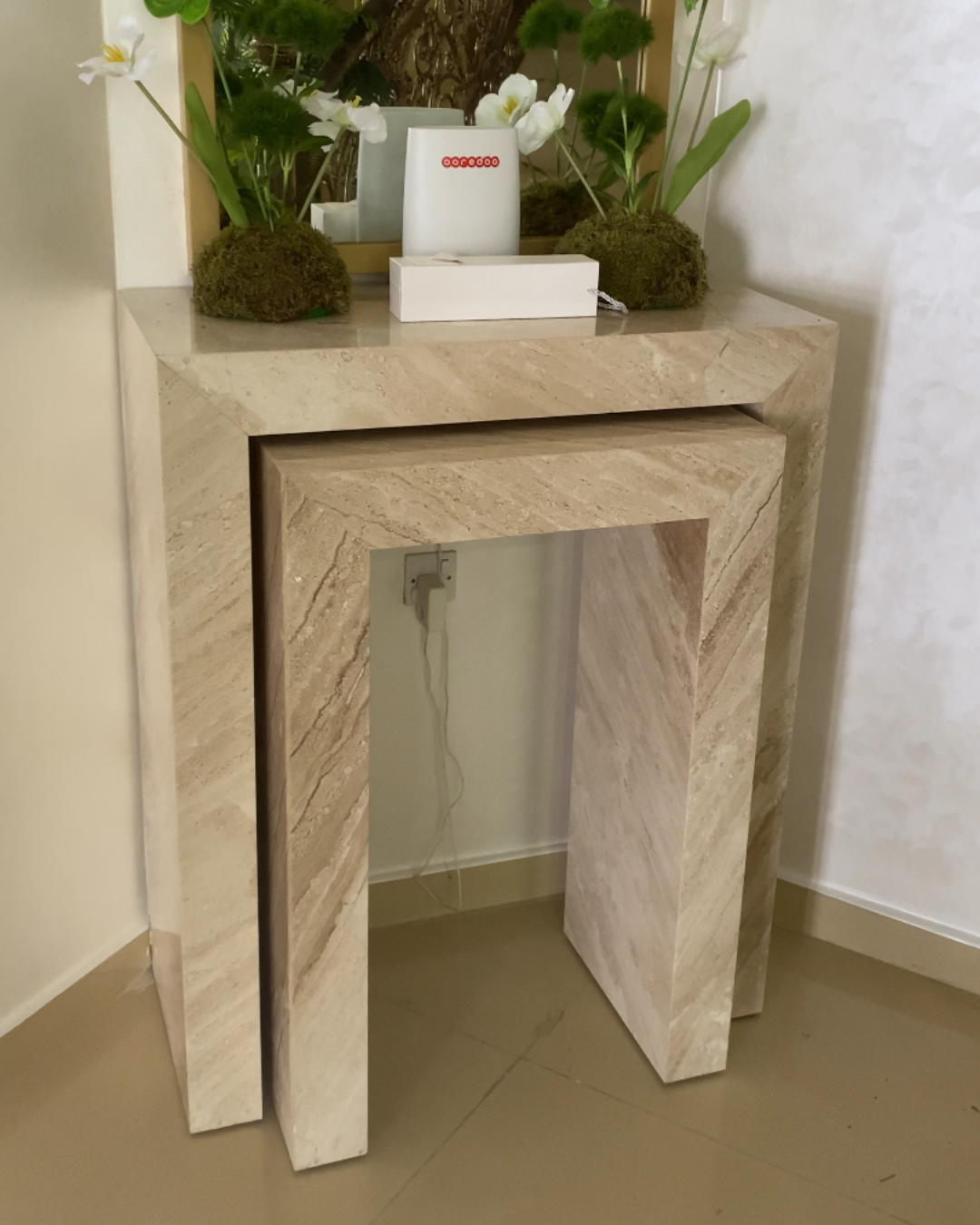 Zina Console Table nested and styled in a hallway