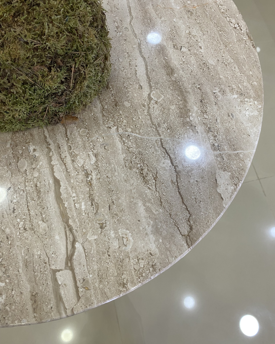 Overhead view showing circular proportions and polished finish