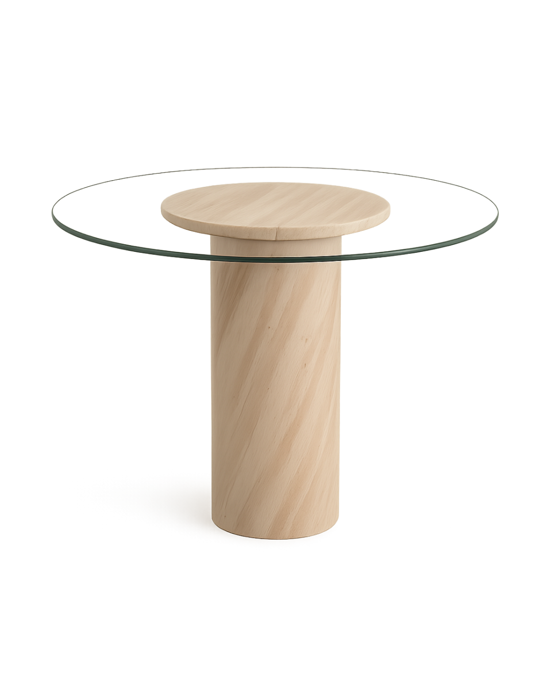 Zina Entrance Table with circular clear glass top and polished Royal Dino marble base, topped with a matching round marble disc, shown on transparent background with soft shadows