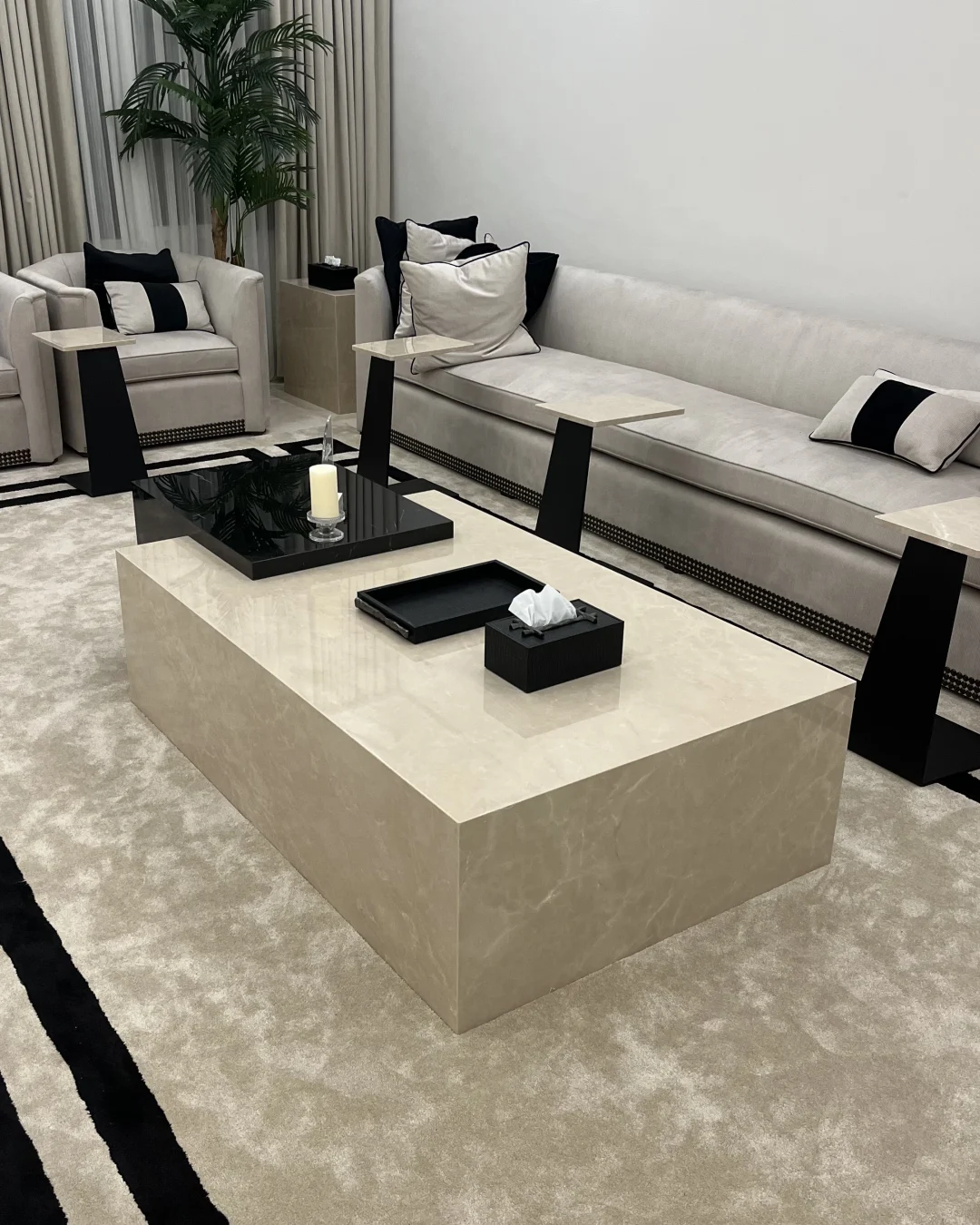 Elena Coffee Table Set styled in a luxury interior