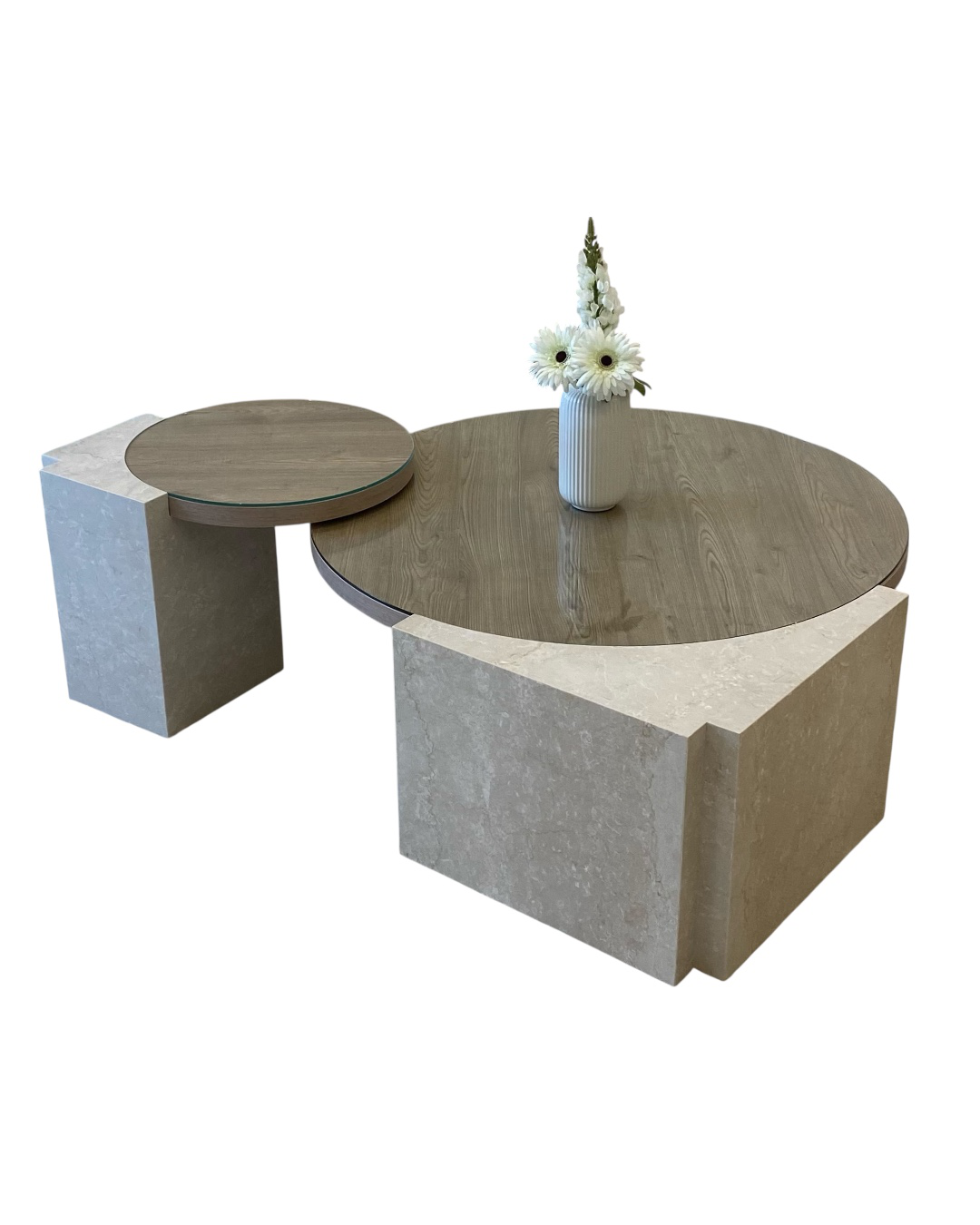 AI-generated no-background image of Petra Coffee Table Set in nested position