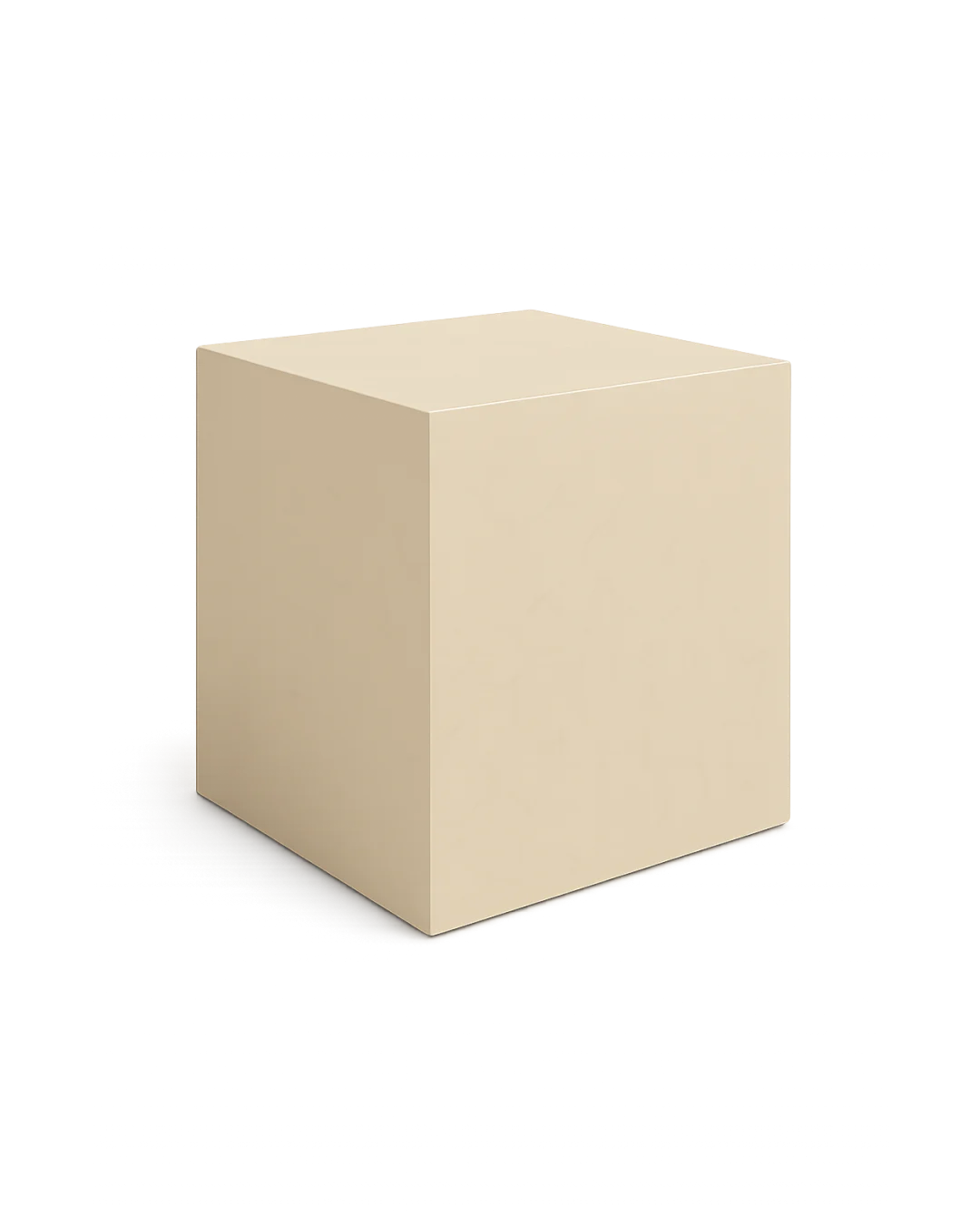 Solano Side Table in polished Crema Marfil marble with square block form