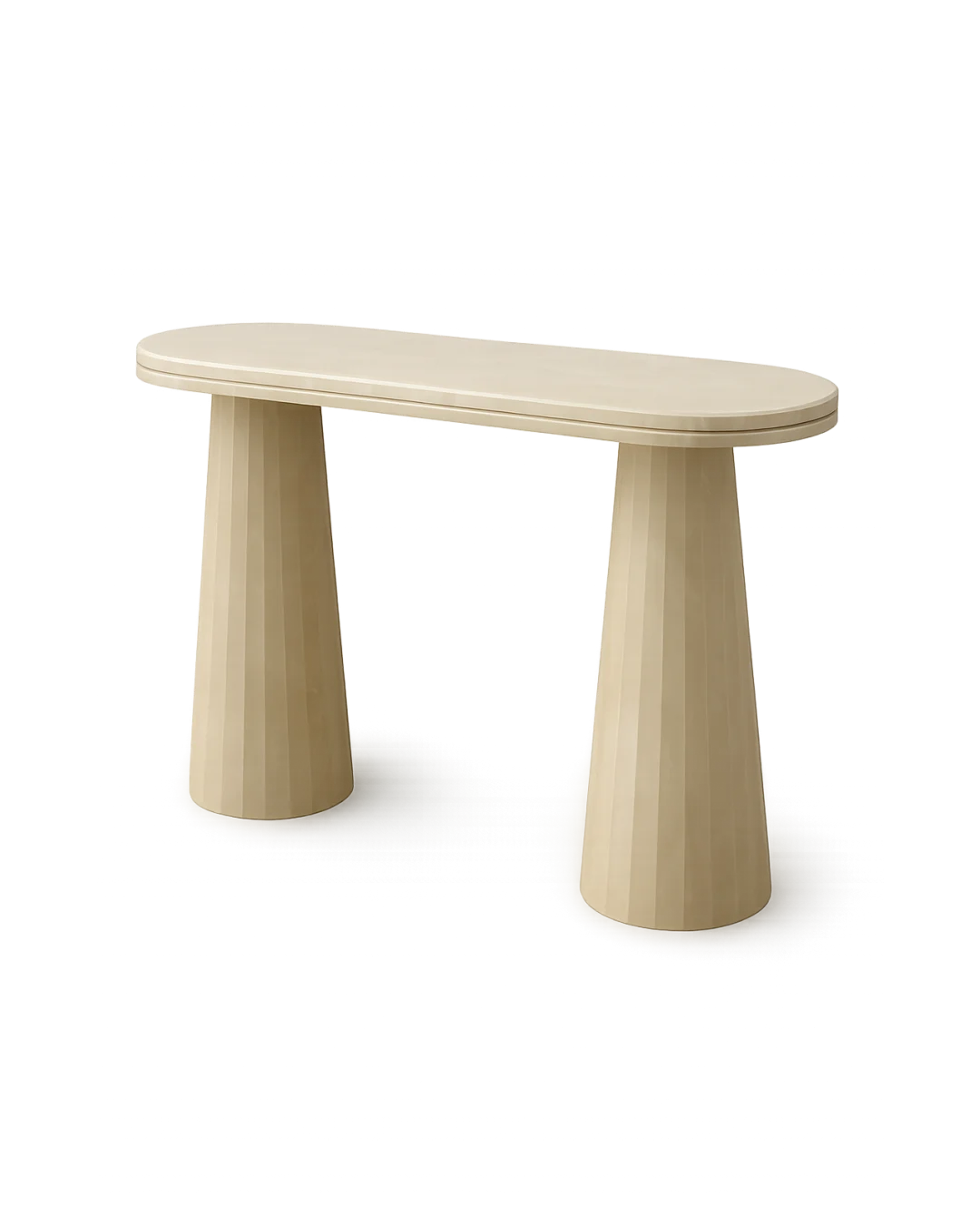 Frontal angled view of Lina Console Table with Sweet Cream marble top and tapered base